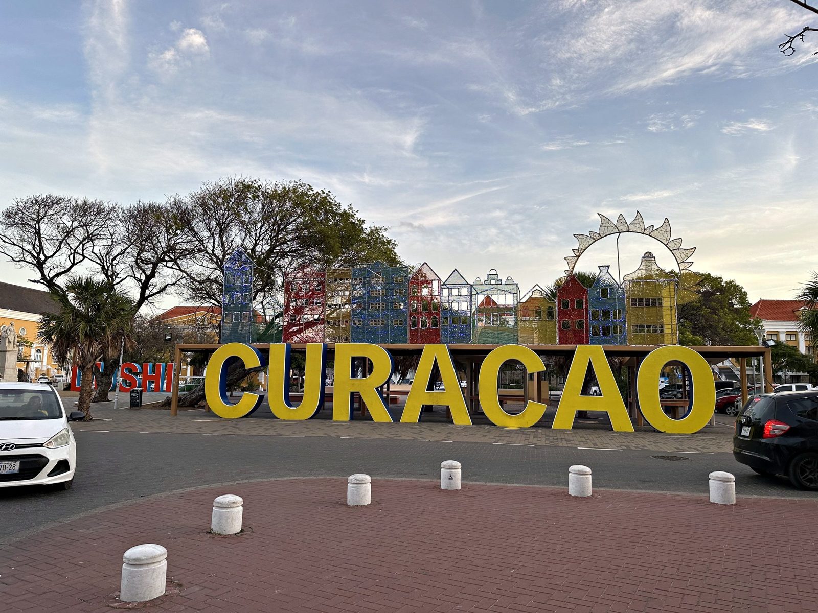 The colorful Curaçao letter sign in Willemstad by day