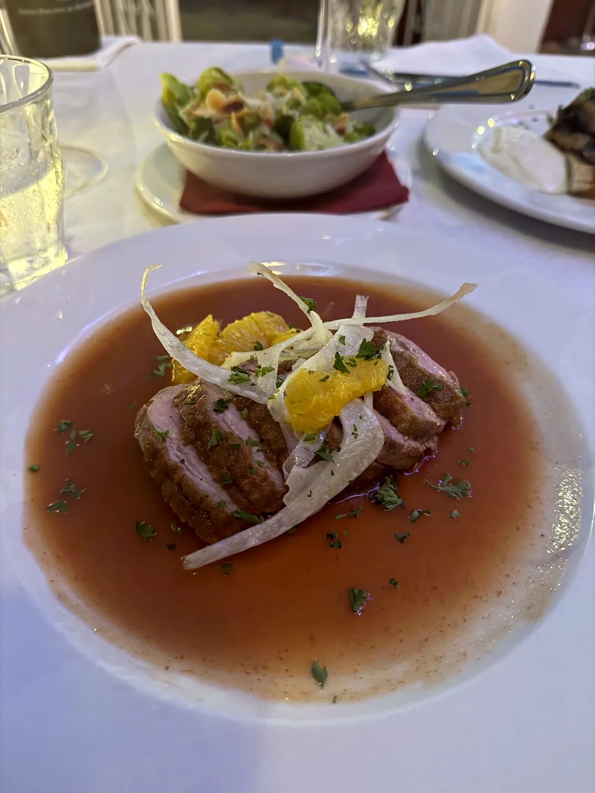 Duck breast plated at Esty's Brasserie in Willemstad, Curaçao