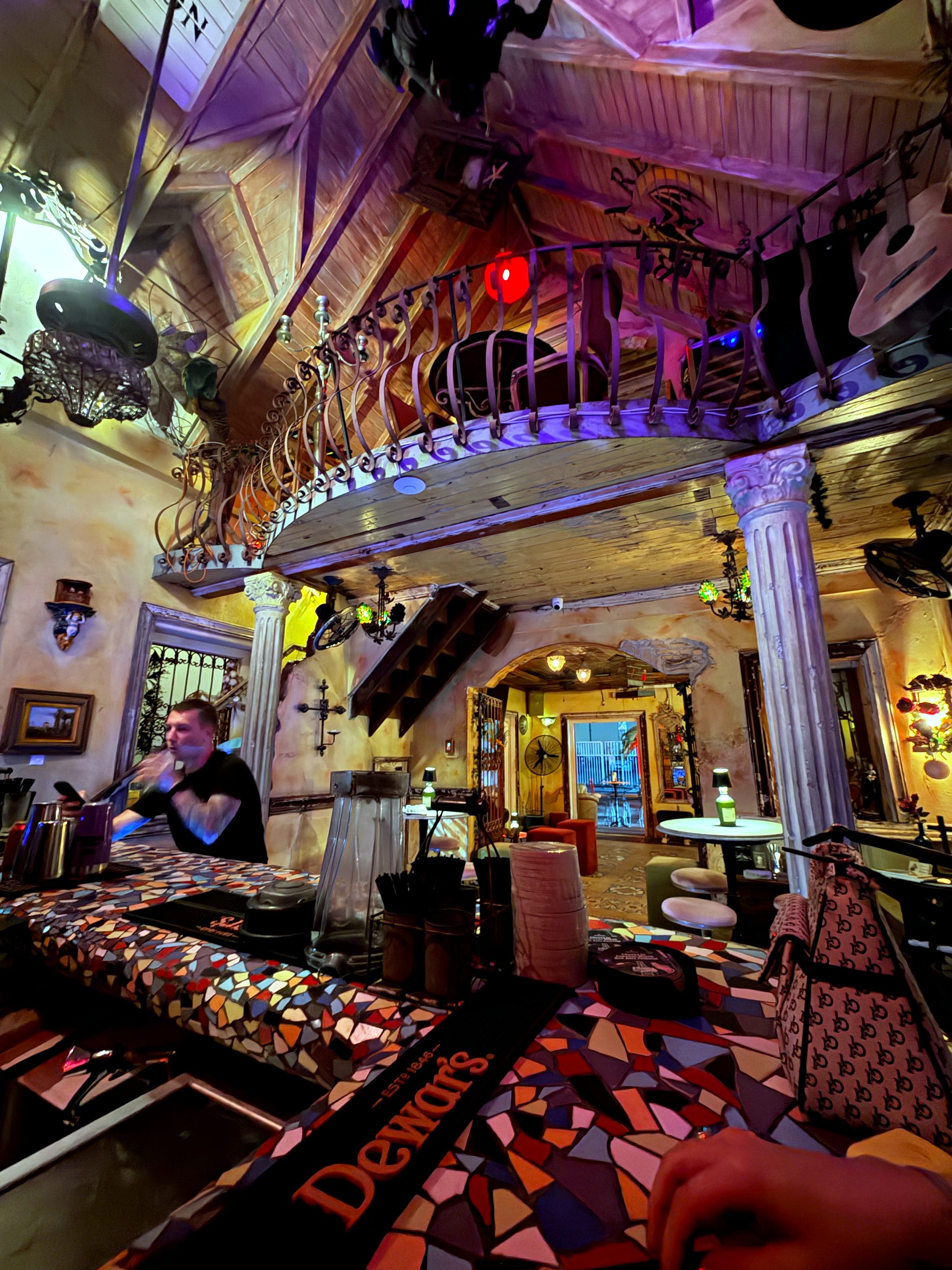 The colorful, eclectic bar at Mundo Bizarro