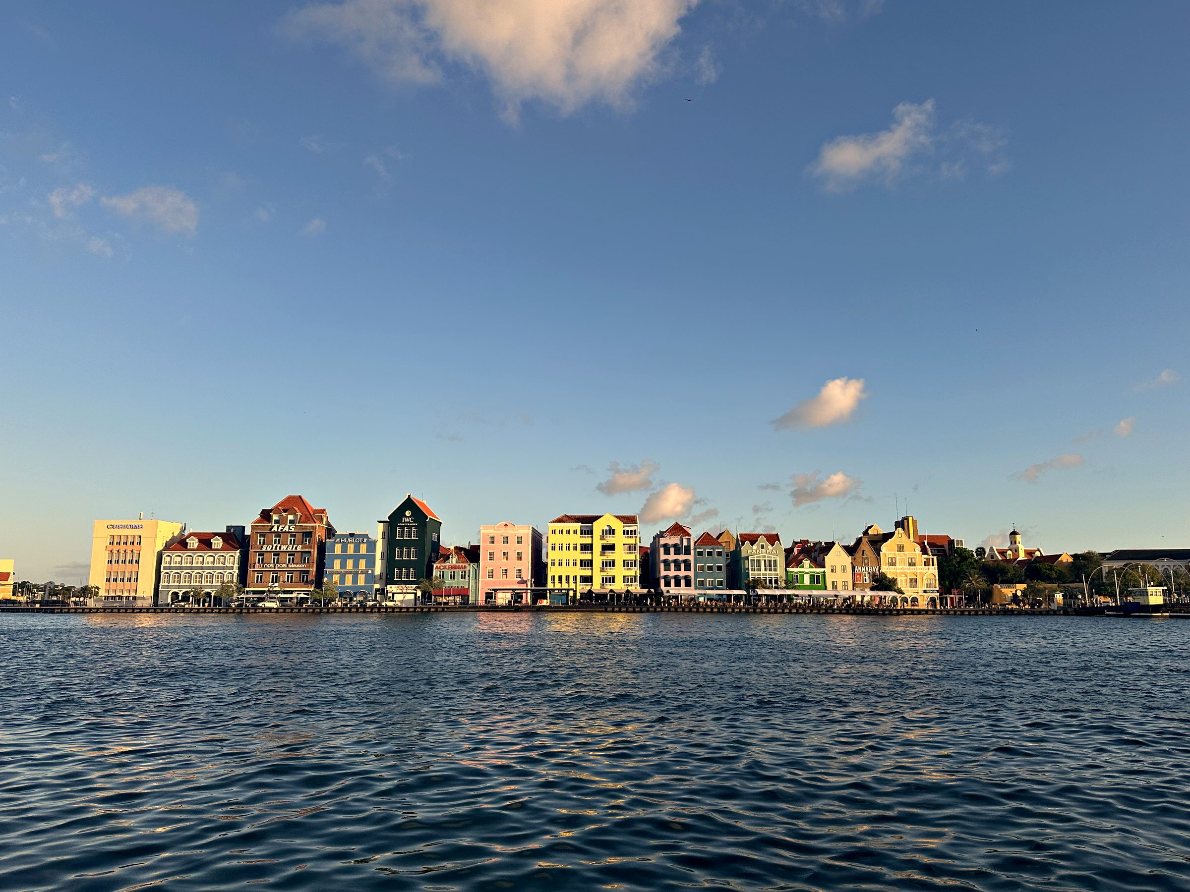 Handelskade waterfront buildings in Punda, Willemstad, in daylight